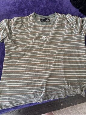 Lost Olive Green Stripe Short Sleeve Tee